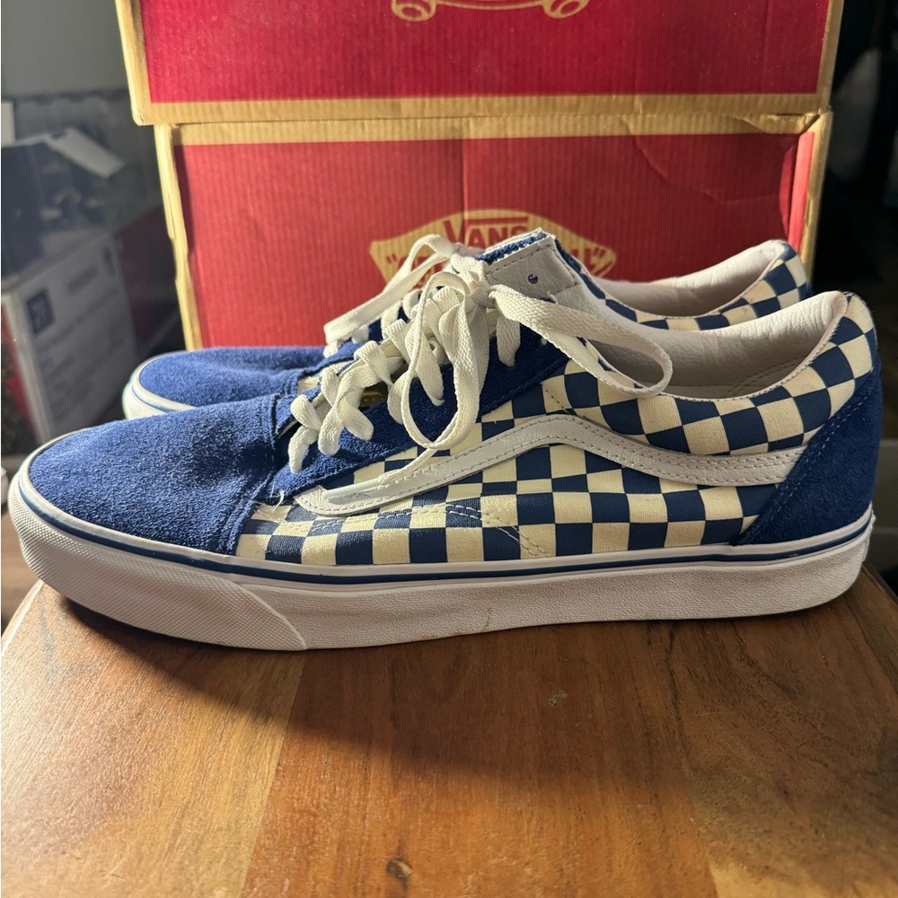 Men’s vans old Skool checkered blue